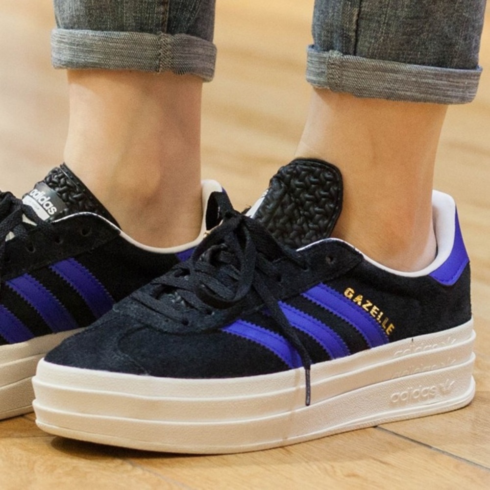 adidas women’s Gazelle Bold Shoes 'Black Lucid Blue' HQ4408 - Picture 3 of 10